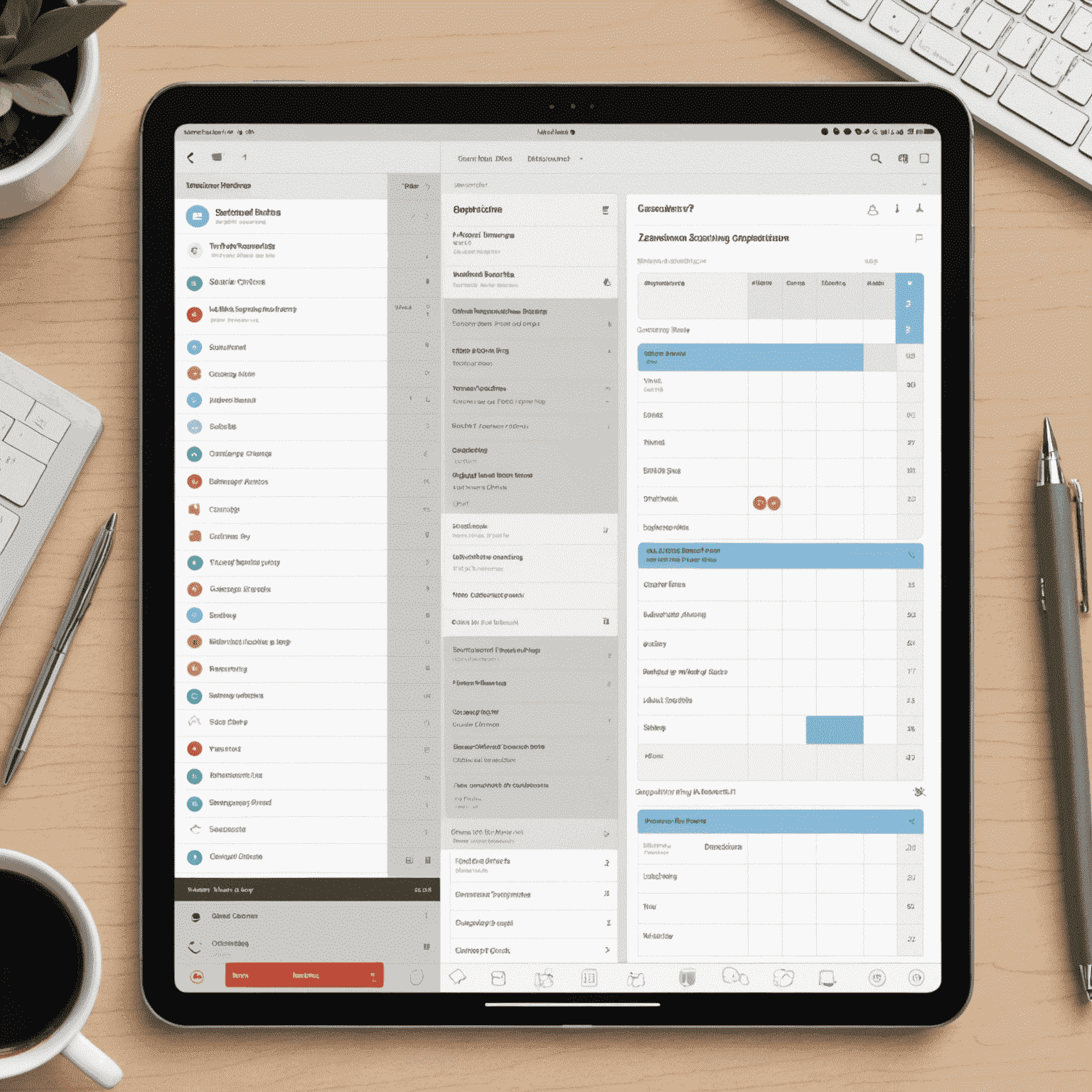 A screenshot of the Notion app interface showing various productivity features like calendars, to-do lists, and project boards